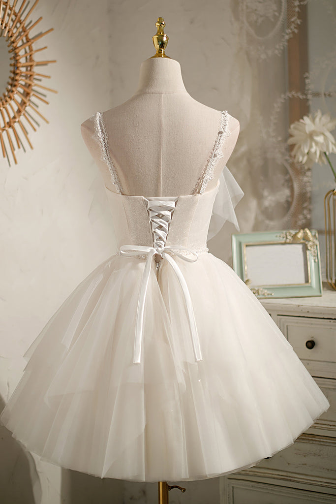 Cute V-neck Fairy Dress Party Dress Homecoming Dress With Pearl