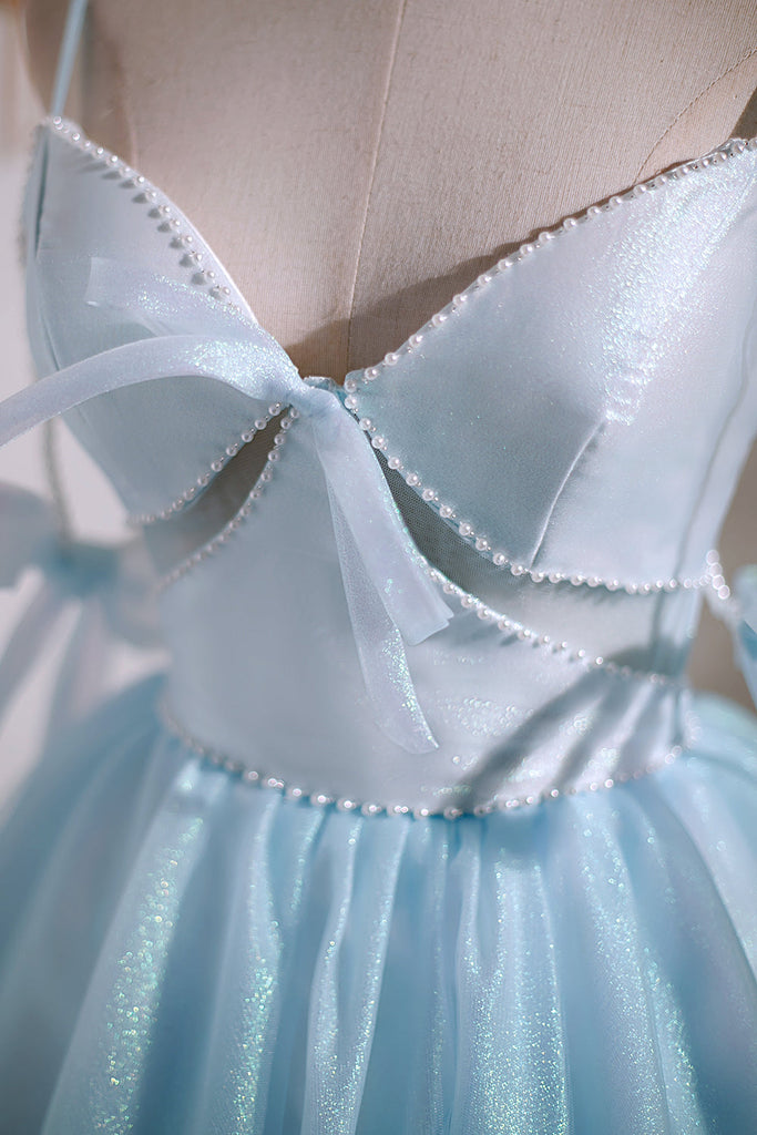 Sky Blue Cute Disney Spaghetti Straps Party Dress Homecoming Dress