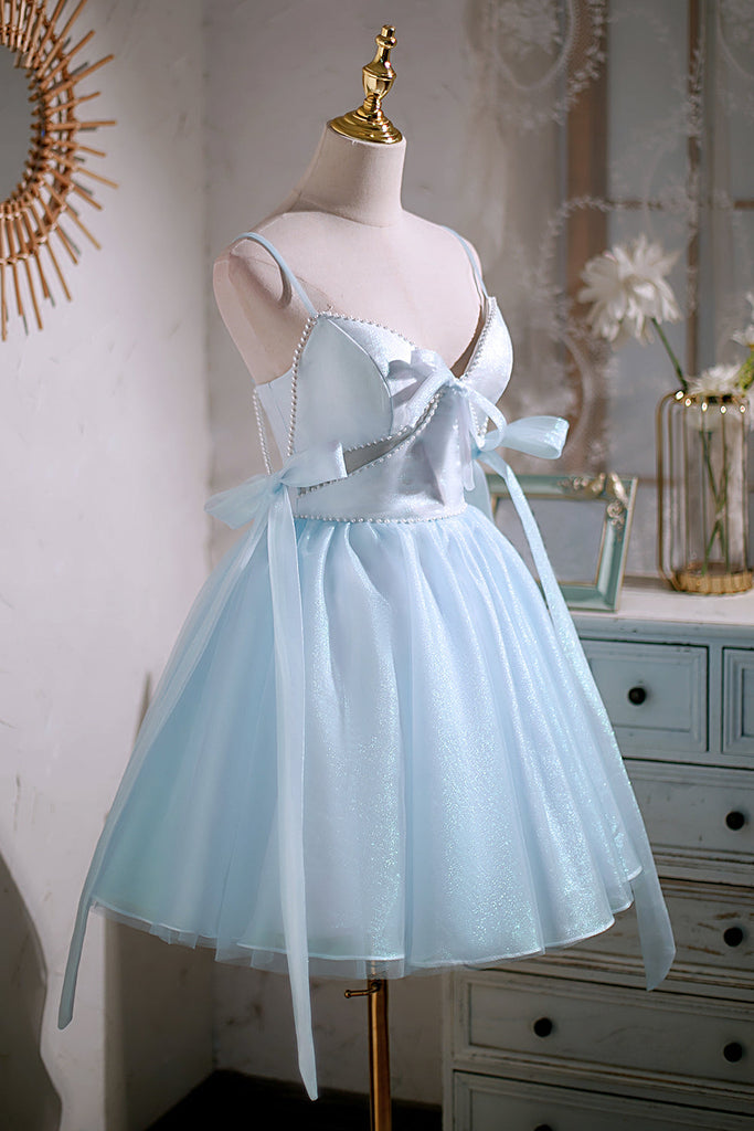 Sky Blue Cute Disney Spaghetti Straps Party Dress Homecoming Dress
