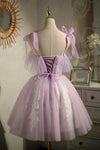 Lilac Fairy Short Mini Dress Appliques Homecoming Dress Birthday Party Dress