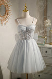 Light Grey Mini Sequins Party Dress Homecoming Dress With Beads