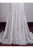 Chic Sweetheart Ivory Lace Mermaid Beach Wedding Dress Rustic Boho Bridal Dress N2022