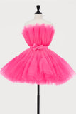Cute Tulle Strapless Short Homecoming Dress