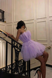 Cute Tulle Strapless Short Homecoming Dress