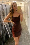 Tight Burgundy Lace Up Short Homecoming Dress