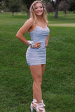 Tight Chic Spaghetti Straps Sequins Homecoming Dress