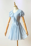 A-line Blue Chiffon Short Prom Dress, Homecoming Dress