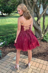 A-line Appliques Tulle Sleeveless Short Prom Dress Homecoming Dress
