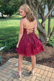 A-line Appliques Tulle Sleeveless Short Prom Dress Homecoming Dress