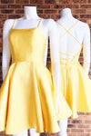 Simple Yellow Spaghetti Straps Homecoming Dress