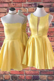 A-Line Sleeveless Yellow Short Homecoming Dress