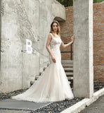 Sweetheart Sleeveless Mermaid Embroidered Tulle Lace Wedding Gown