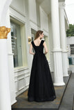 V-neck Open Back A-line Sequined Sleeveless Long Evening Gowns