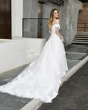 Off-the-shoulder Sweetheart Backless Tulle Lace Wedding gown