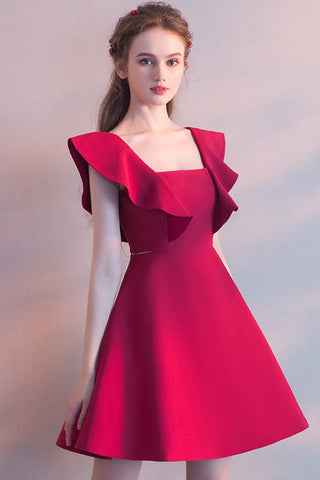 Elegant Red Prom Dress Homecoming Dress With Ruffles