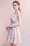 Asymmetric Halter One Shoulder Prom Dress Homecoming Dress