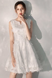 Lovely Sleeveless Tulle Prom Dress Short Homecoming Dress