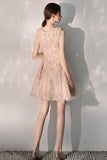 Fairy Pink Sleeveless Tulle Prom Dress Short Homecoming Dress