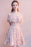 Elegant Off-The-Shoulder Feather Pink Party Dress Homecoming Dress