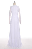 Simple White Chiffon Deep V-neck Long Wedding Dress ED0674