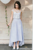 Elegant Lace Round Neck Cap Sleeves Bridesmaid Dress B498