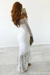 Elegant Off Shoulder Long Sleeves Lace Mermaid Bridesmaid Dress B502