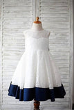A Line Sleeveless Floor Length Lace Flower Girl Dress, Cute Kid Dress F084