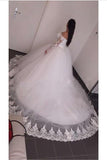 Ball Gown Long Sleeve Wedding Dress With Lace Off the Shoulder Tulle Bridal Dress N1113