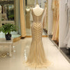 V-neck Mermaid Sleeveless Beaded Embroidery Chiffon Prom Dresses