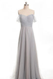 Simple Off the Shoulder Sweetheart Chiffon Floor Length Bridesmaid Dress B421