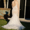 Ivory Mermaid Backless Spaghetti Straps Court Train Lace Tulle Wedding Dress,N178