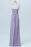 Lavender Grey Sweetheart Strapless Bridesmaid Dress,Long Bridesmaid Gowns OB100