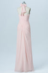 Soft Pink Sweetheart Halter Short Bridesmaid Dress,Open Back Simple Bridesmaid Gowns OB103