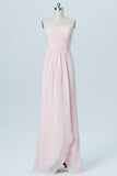 Soft Pink Sweetheart StraplessShort Bridesmaid Dresses,Open Back Simple Bridesmaid Gowns