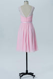 Barely Pink Sweetheart Short Bridesmaid Dresses,Open Back Cheap Bridesmaid Gowns OB110 - Ombreprom