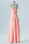 Peach Sherbet Strapless Long Bridesmaid Dresses,Open Back Cheap Bridesmaid Gowns OB113 - Ombreprom