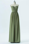 Pale Moss Green Sweetheart Floor Length Bridesmaid Dresses,Mid Back Simple Bridesmaid Gowns