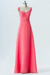 Spiced Coral Sweetheart Floor Length Bridesmaid Dresses,Open Back Simple Bridesmaid Gowns