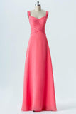 Spiced Coral Sweetheart Floor Length Bridesmaid Dresses,Open Back Simple Bridesmaid Gowns