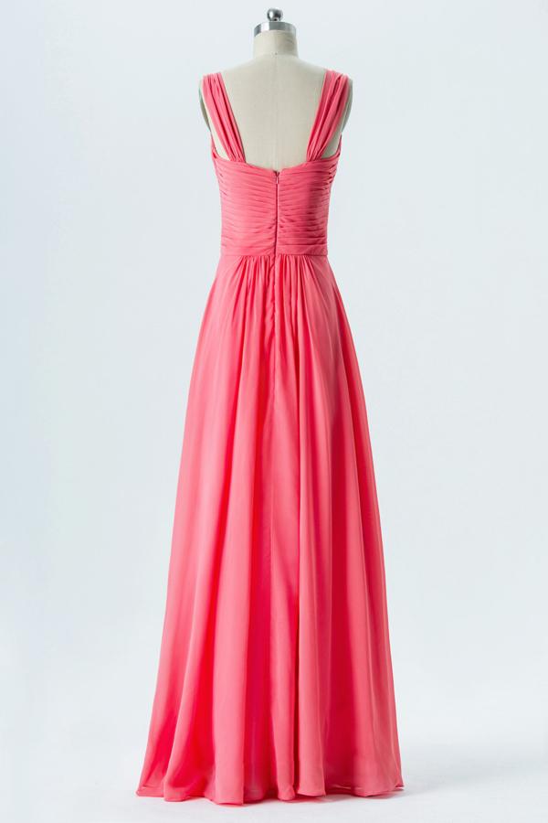 Spiced Coral Sweetheart Floor Length Bridesmaid Dress,Open Back Simple Bridesmaid Gowns OB119