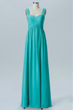 Turquoise Sweetheart Simple Bridesmaid Dresses,Open Back Sleeveless Floor Length Bridesmaid Gowns