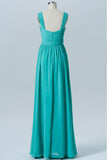 Turquoise Sweetheart Simple Bridesmaid Dresses,Open Back Sleeveless Floor Length Bridesmaid Gowns OB121 - Ombreprom
