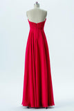 Red Sweetheart Strapless Simple Bridesmaid Dresses,Low Back Floor Length Bridesmaid Gowns OB123 - Ombreprom