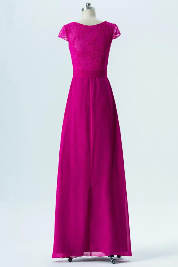Peony Capped Sleeve Simple Bridesmaid Dresses,Appliques Floor Length Bridesmaid Gowns OB124 - Ombreprom