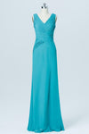 Emerald Sleeveless Cheap Bridesmaid Dresses,V Neck Long Bridesmaid Gowns