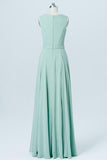 Pastel Green Sleeveless Cheap Bridesmaid Dresses,A Line Long Bridesmaid Gowns OB90 - Ombreprom