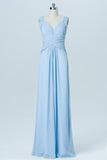 Cashmere Blue Sweetheart Cheap Bridesmaid Dresses,V Back Sleeveless Long Bridesmaid Gowns OB94 - bohogown