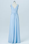 Cashmere Blue Sweetheart Cheap Bridesmaid Dresses,V Back Sleeveless Long Bridesmaid Gowns OB94 - Ombreprom