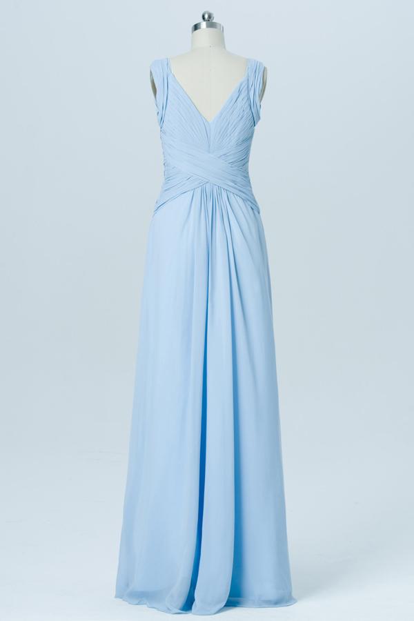 Cashmere Blue Sweetheart Cheap Bridesmaid Dresses,V Back Sleeveless Long Bridesmaid Gowns OB94 - Ombreprom