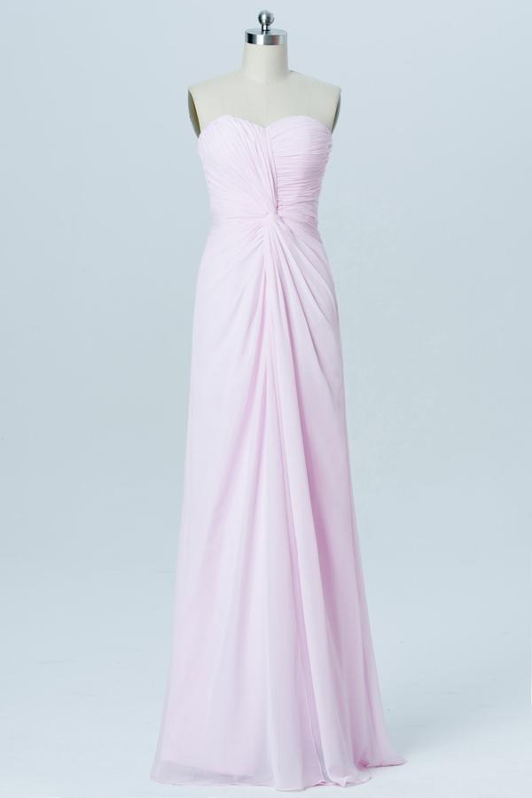 Barely Pink Sweetheart Strapless Simple Bridesmaid Dresses,Mid Back Long Bridesmaid Gowns OB97 - bohogown
